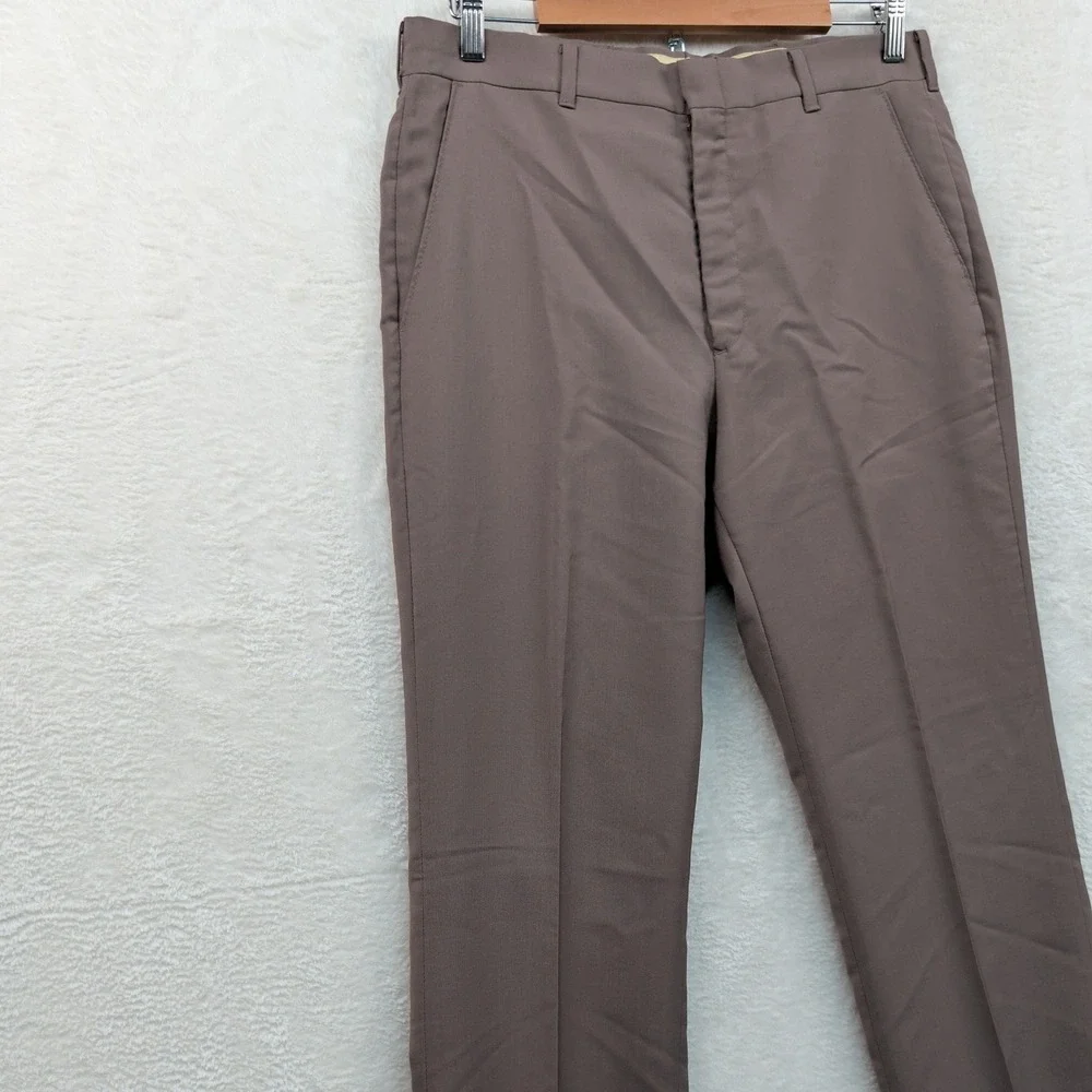 VTG Levi Strauss Trousers Men's 34x32 Brown Talon Zip Flare Straight Leg 70s